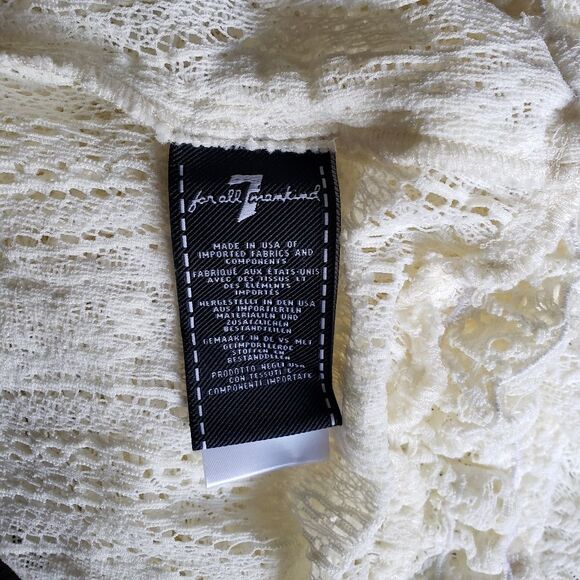 7 For All Mankind Stretchy Lace Round Neck Long Sleeve Top/Blouse Ivory Cream - Picture 7 of 9